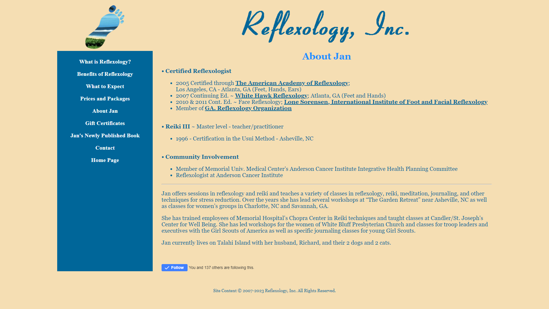 Reflexology Inc Site Screenshot